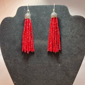 Red dangle earrings
